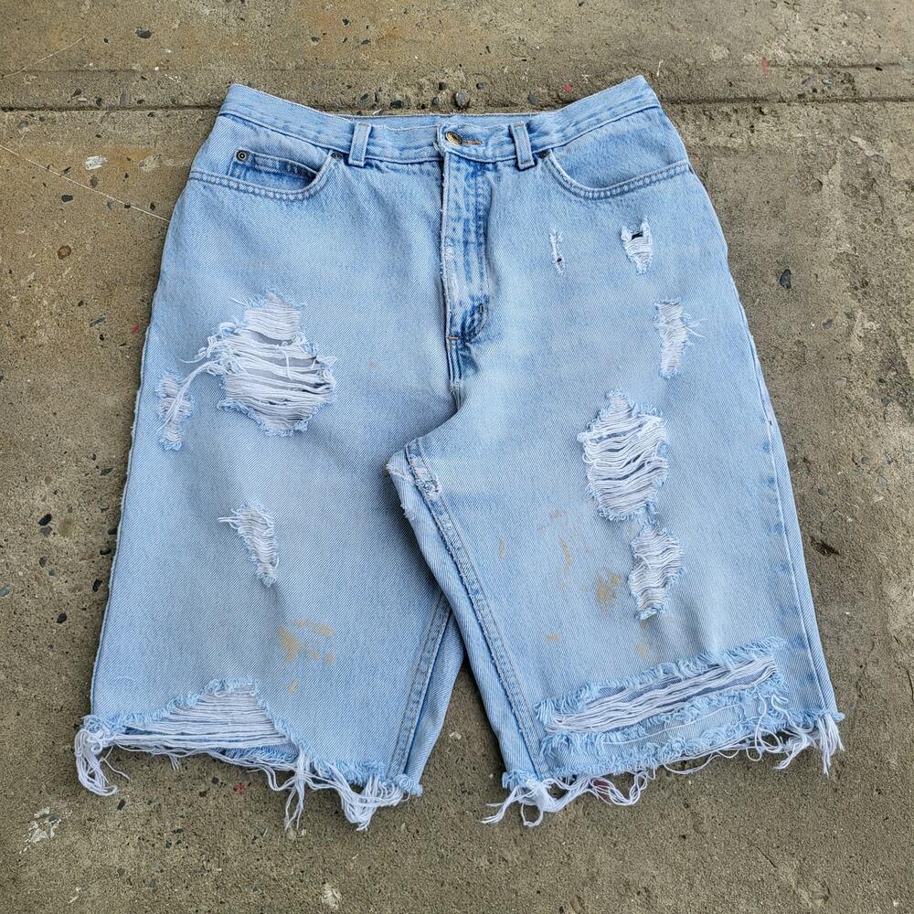 Vintage Lands' End Cut Off Shorts Size 10 Blue Jorts Light Wash Faded Distressed